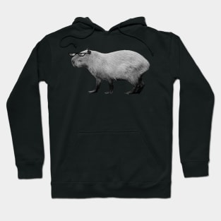 Cool Capybara with Sunglasses (Black and White) Hoodie